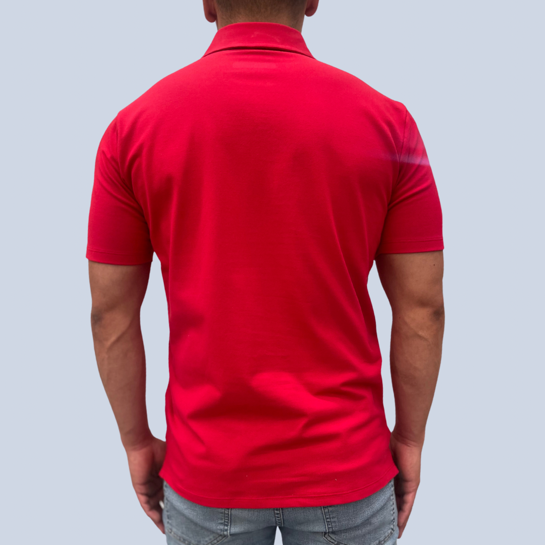Camiseta Polo roja manga corta con cremallera frontal