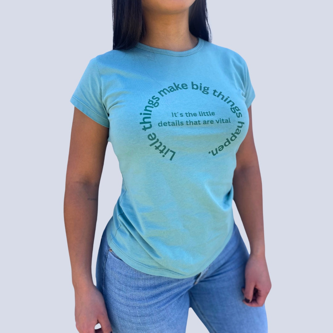 Camiseta Verde Menta de Algodón para Mujer con Estampado
