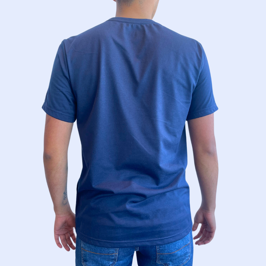 Camiseta azul manga corta con estampado