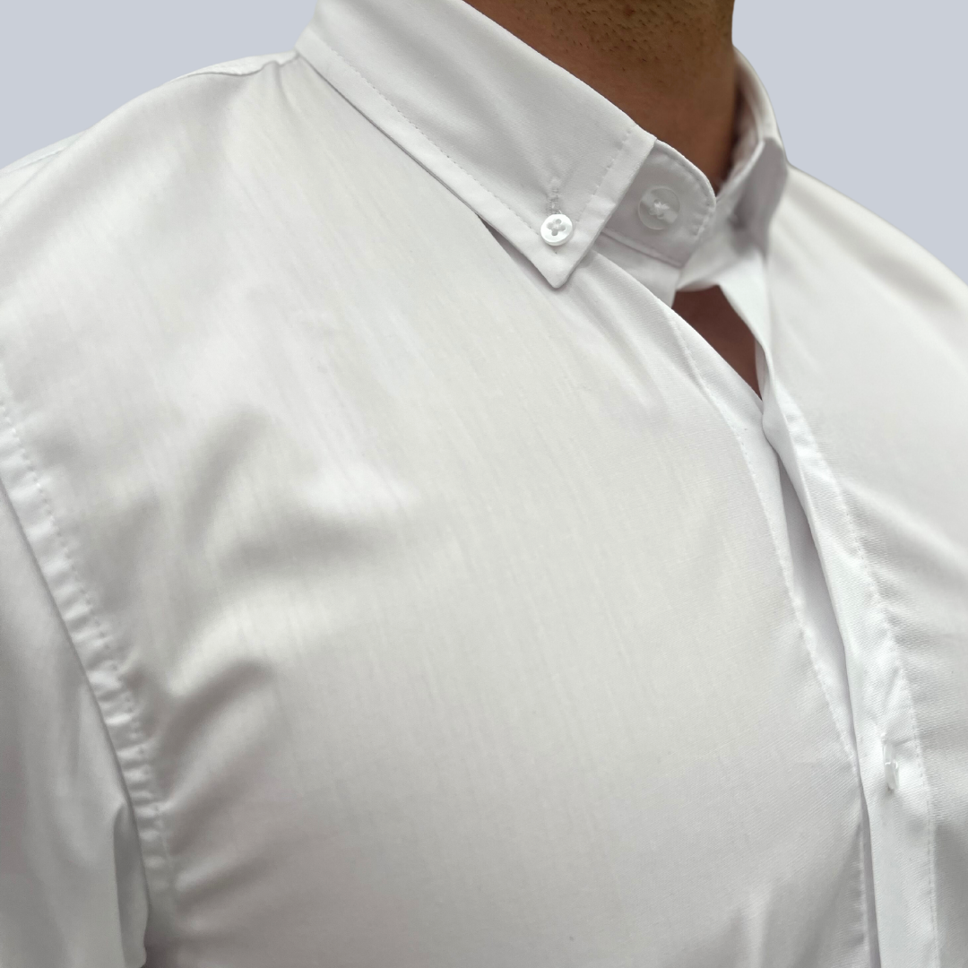 Camisa manga larga unicolor con cuello sport collar
